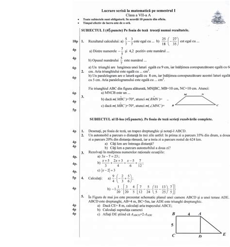 Model De Teza Romana Clasa 6 Sem 1 2018 2019