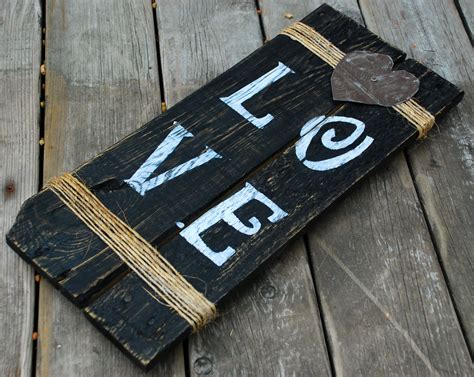 Rustic Reclaimed Wood Reclaimed Repurposed Love Sign Love Heart