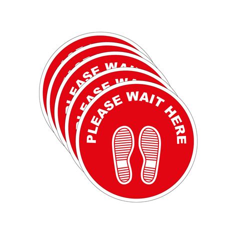 Please Wait Here Floor Stickers Pack Of 5 First Safety Signs