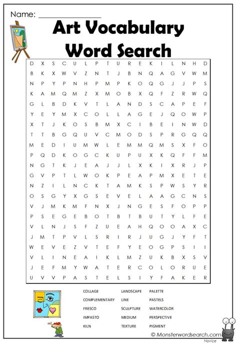 Cool Art Vocabulary Word Search Vocabulary Worksheets Worksheets For