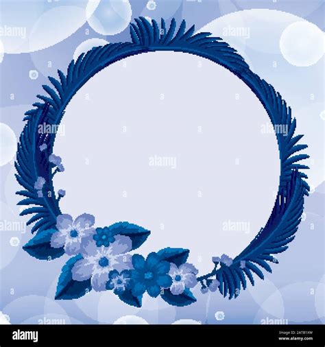 Background Design With Blue Flowers In Round Frame Illustration Stock