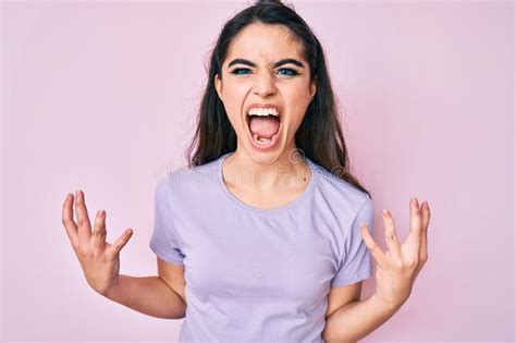 Teen Shouting With Arms Raised Stock Image Image Of Frustration