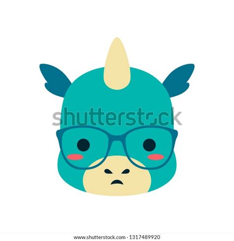 Cute Cartoon Sad Dragon Dino Glasses Stock Vector Royalty Free 1317489920