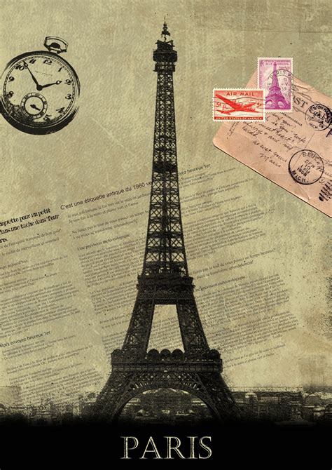 Eiffel Tower Poster Printable Paris Music Notes Newspaper Eiffel