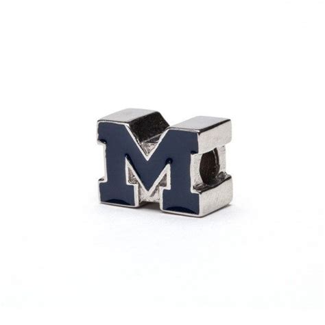 University Of Michigan Charm Um Block M Logo Blue Bead Charm Etsy