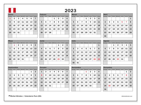 Calendario 2023 Para Imprimir “perú Ds” Michel Zbinden Pe