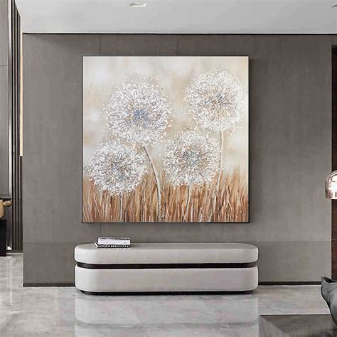 Abstract White Flower Painting Canvas Wall Art Pictures For Etsy