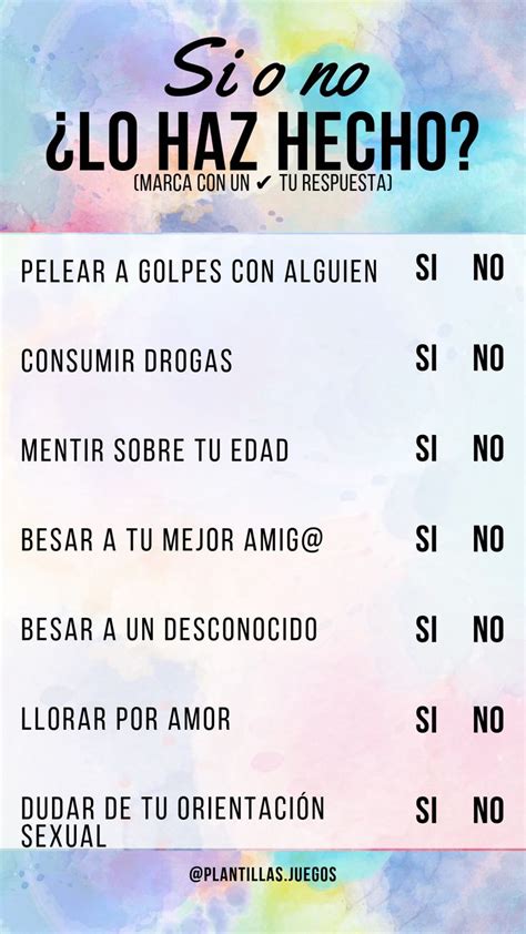 Te mostramos un montón de juegos, retos y cadenas para whatsapp, con los que la diversión y las cadenas de whatsapp de retos atrevidos, son muy divertidas para compartirlas con tus amigos reto #5: LO HAZ HECHO - SI O NO - PLANTILLA PARA HISTORIA DE ...