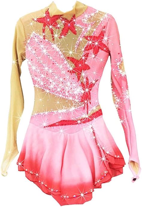 Kmgjc Figure Skating Dress Womens Girls Pale Pink Ice Skating Dress