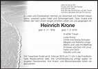 Traueranzeigen von Heinrich Krone | Trauer.HNA.de