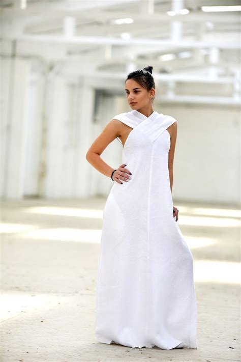 White Linen Dress White Maxi Dress Linen Clothes Plus Size Etsy