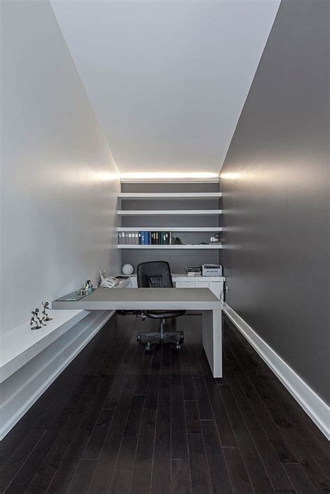 Home Decoration Narrow Home Office Design With Black White Wall