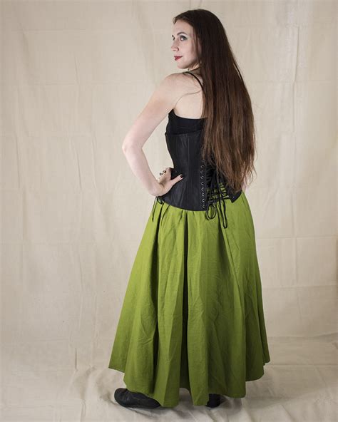 Green Linen Renaissance Long Skirt Faire Treasures