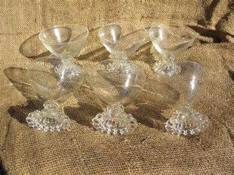 6 Boopie Candlewick Beads Footed Sherbet Glasses Vintage Hocking Glass