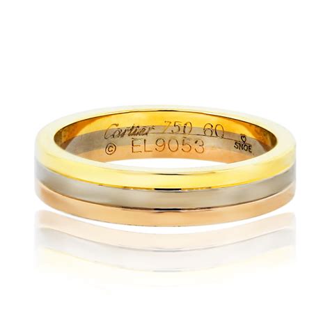 Heavy gauge gold, a beautiful patt. Cartier Tri Color Mens Wedding Band Ring - Boca Raton