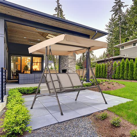 Cover or provide with a canopy. Outdoor Patio Swings for Adults, 3 Person Outdoor Porch ...