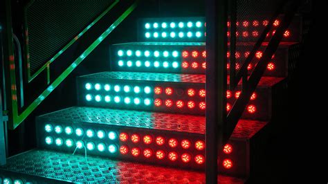 Download Wallpaper 3840x2160 Stairs Steps Backlight Neon Light