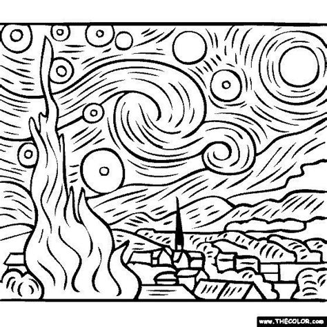 Cafe Terrace At Night By Vincent Van Gogh Coloring Pages