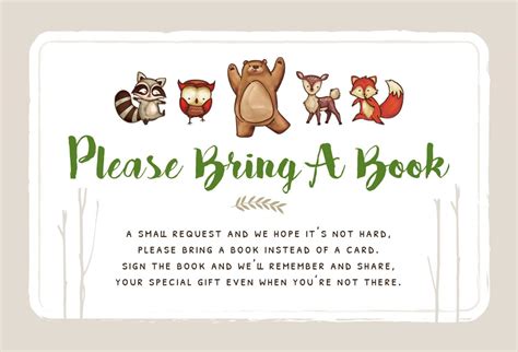 Free Book Instead Of Card Printable Woodland