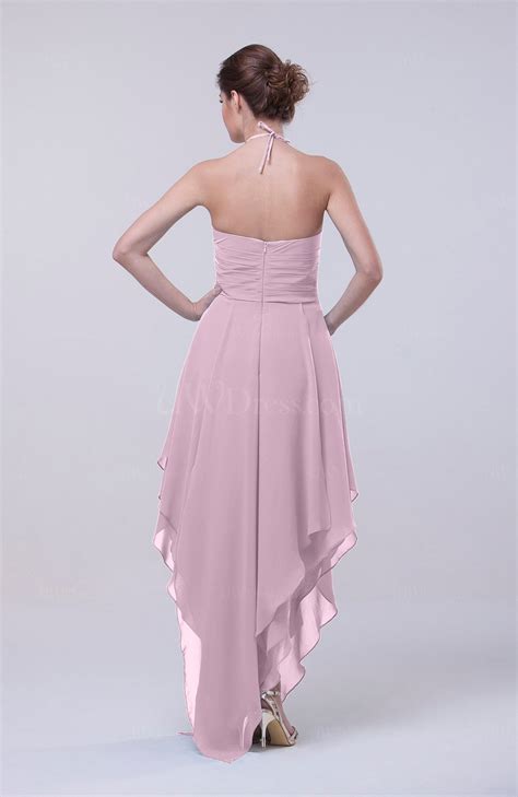Baby Pink Classic A Line Sleeveless Zip Up Chiffon Homecoming Dresses