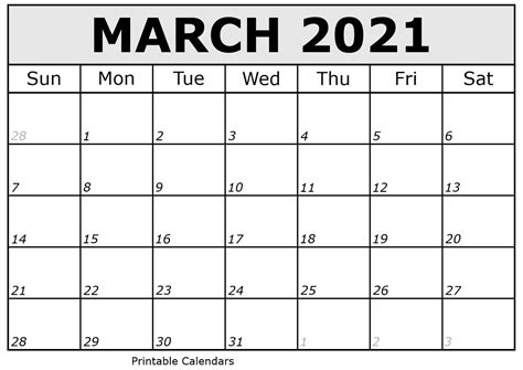 How to make a 2021 yearly calendar printable. March 2021 Calendar Cute PDF Template - Free Printable ...