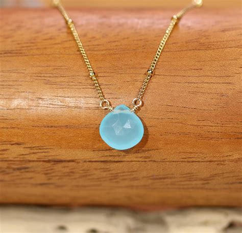 Chalcedony Necklace Blue Gemstone Necklace Layering Necklace