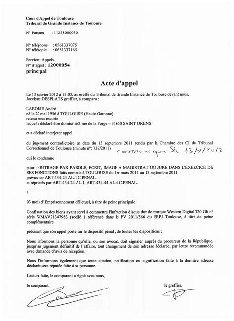 Exemple De Lettre Pour Faire Appel D Un Jugement Communaut Mcms Nov
