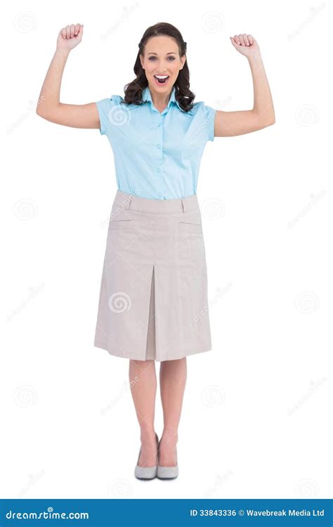 Victorious Stylish Businesswoman Posing Stock Photo Image Of View