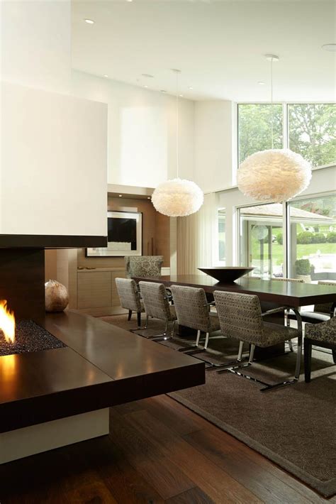 Modern Dining Room With Fireplace Hgtv