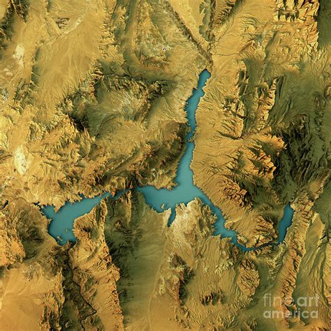 Lake Mead Topographic Map Natural Color Top View Digital Art By Frank