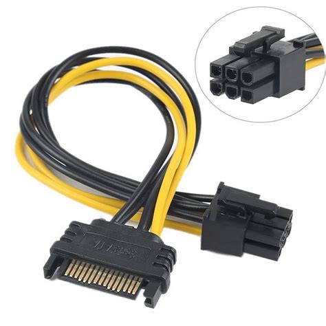15pin SATA Power To 6pin PCI E Express Adapter Cable Graphics Card