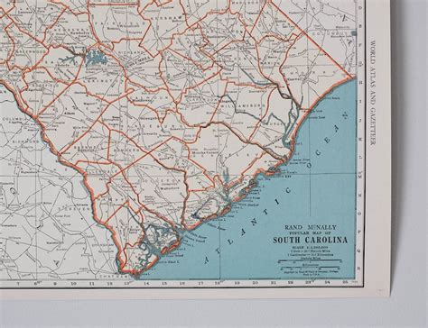 Vintage Maps Of South Carolina And Rhode Island 1930s Etsy