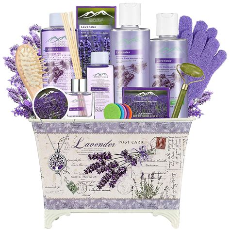 Purelis Lavender Spa Gift Basket For Women Spa Basket With Lavender