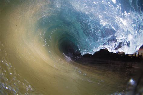 The Inside Of A Large Wave In The Ocean