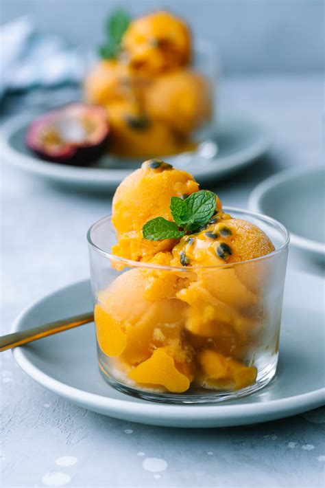 Mango Passion Fruit Sorbet Recipe Vegan Le Petit Eats