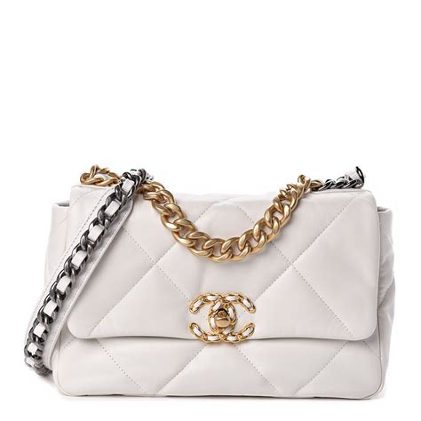 Chanel Lambskin Quilted Medium Chanel 19 Flap White 507249