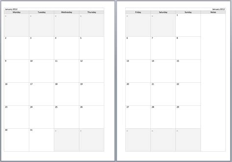 Impressive Printable 2 Page Calendar Template • Printable Blank