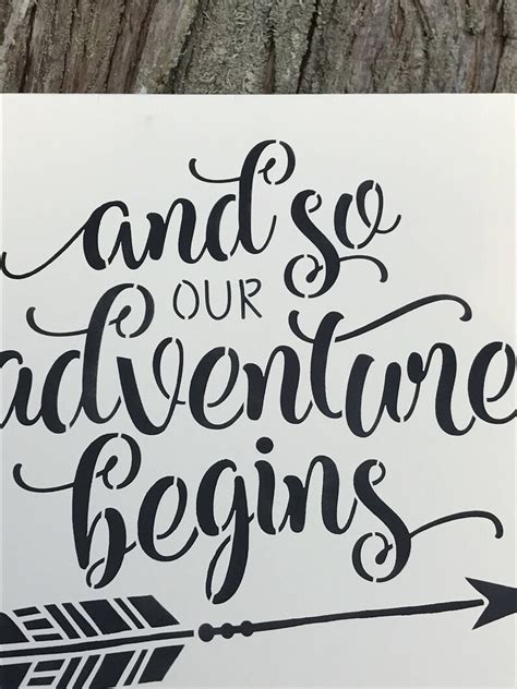 And So Our Adventure Begins Painted Wood Sign 12 X 12 Etsy
