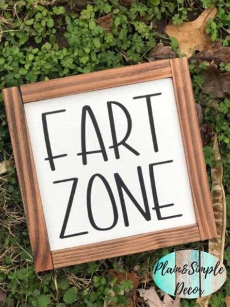 Fart Zone Sign Wood Bathroom Wall Decor Funny Bathroom Etsy