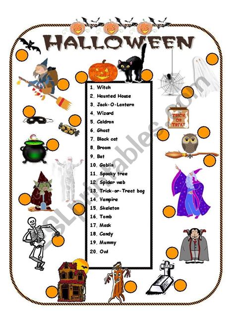 Halloween Vocabulary Esl Worksheet By Anna P