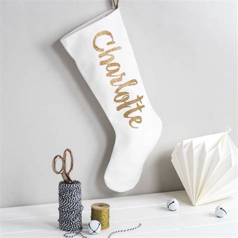 Personalised Gold Glitter Name Christmas Stocking By Rachel And George