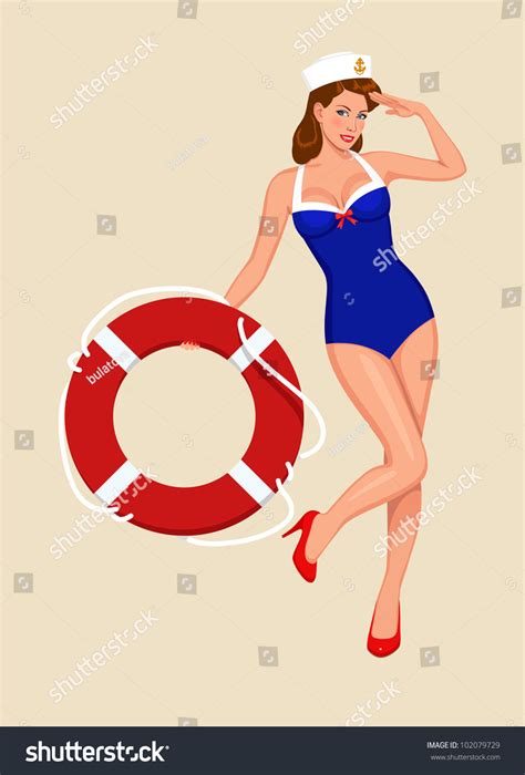 Sailor Girl Pin Up Stock Vector Illustration 102079729 Shutterstock