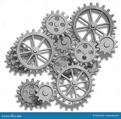 Abstract Mechanical Gears On White Engineering Co Stock Illustration