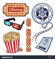 Set Cinema Movies Symbols Icons Objects : image vectorielle de stock ...