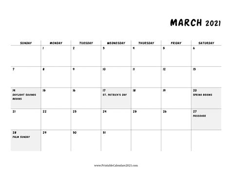Free march 2021 calendar is a beneficial thing and people would love to plan with it. 68+ Free March 2021 Calendar Printable with Holidays ...