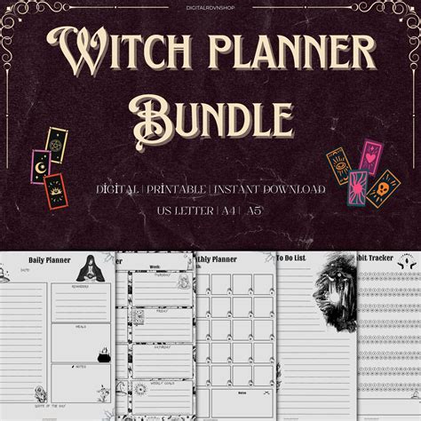 Witchy Daily Weekly Monthly Plannergoth Plannerwitch Etsy