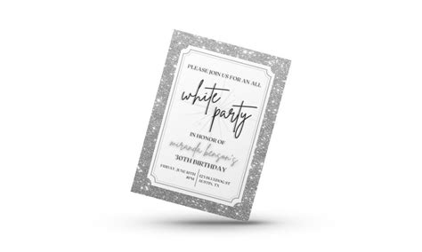 White Party Invitation Template All White Party Invitation Etsy