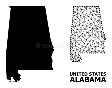 Solid And Network Map Of Alabama State Stock Vector Illustration Of