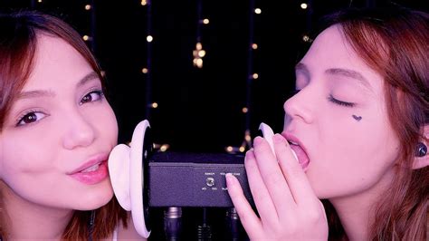 asmr 1 hour of ear licking and kissing 🥰 100k special ♥ twins youtube