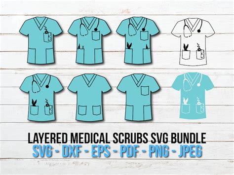 Medical Scrubs Svg Bundledoctor Nurse Scrubs Cut File Dxf Etsy